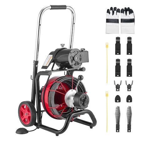 Vevor Drain Cleaner Machine Electric Drain Auger 100FT x 1/2 Inch Auto Feed RC-9001Y