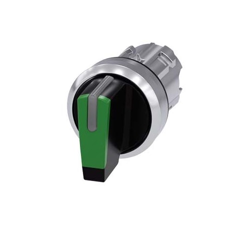 Siemens Selector switch, illuminable, 22 mm, round, metal, shiny, green 3SU1052-2BL40-0AA0