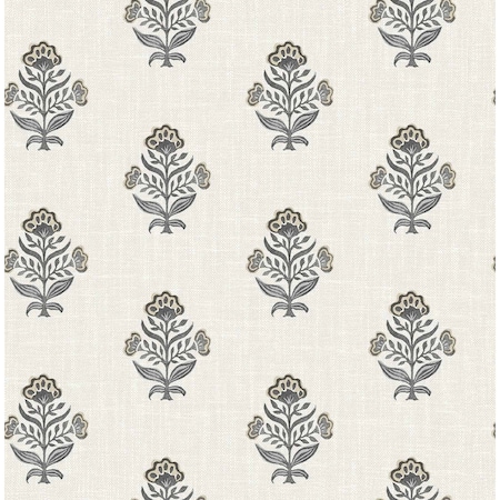 Chesapeake Hollyhock Black Floral Crest Wallpaper 4148-27418