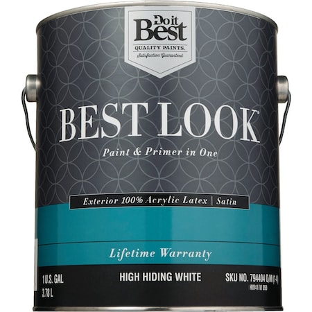 Do It Best 100% Acrylic Latex Premium Paint & Primer In One Satin Exterior House Paint High Hiding Wht 1 Gal. HW41W0850-16