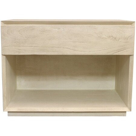 Homeroots 24" Natural Solid Wood Ribbed Texture One Drawer Nightstand 569603