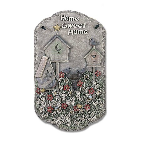 Homeroots 13" X 8" Gray And Ivory Bird Home Sweet Home Polyresin Wall Decor 405126