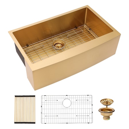 Wrightmaster 33 in. Apron-Front Single Bowl 16-Gauge Stainless Steel Kitchen Workstation Sink with Accessories ZOR-69819