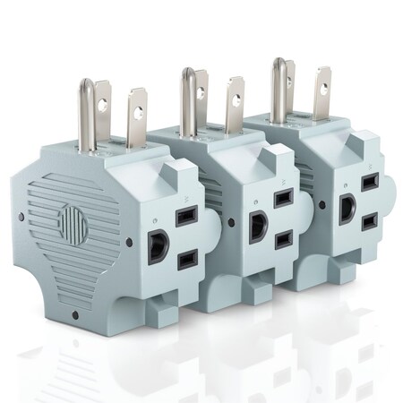 Maximm 3-Outlet Wall Adapter, Grounded 3-Prong, ETL Certified, 3PK, Gray, 3PK AD-3OUT-3PR-GRY-3PK