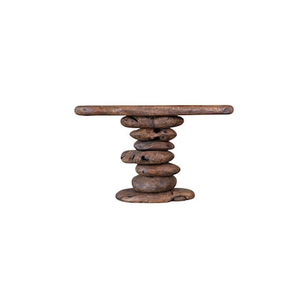 Homeroots 51" Dark Brown Reclaimed Solid Wood Free Form Pedestal Console Table 716257