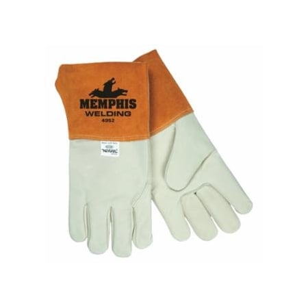 Mcr Safety Grain Cow MIG/TIG Welders Gloves, Grain Cow Leather, Large, Russet/Beige, 12PK 127-4952L