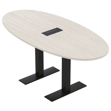 Skutchi Designs 6ft Conference Table With Power Unit | 6 Person Modular Boval Meeting Table | Harmony Series HAR-BOVL-36X72-T.BK-K458-EBLK