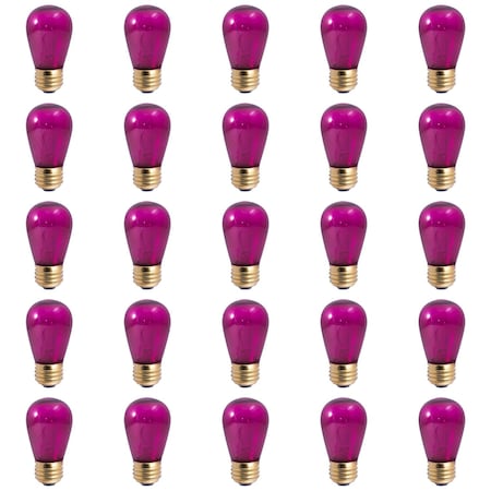 Bulbrite 11-Watt S14 Transparent Pink Dimmable Incandescent Light Bulb, 25PK 861309