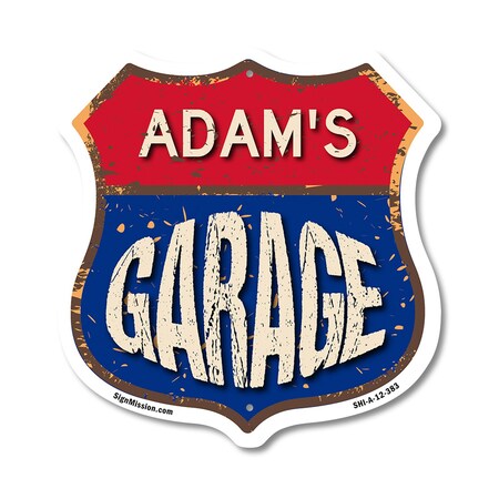Signmission Adam's Garage, 12 Inch X 12 Inch, Aluminum Metal Sign SHI-A-12-383-ADAM