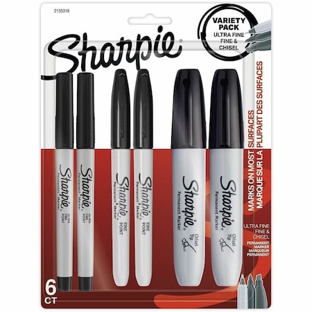 Sharpie Permanent Markers Variety Pack, Fine, Ultra-Fine, & Chisel-Point Markers, Black, 12PK 2135318
