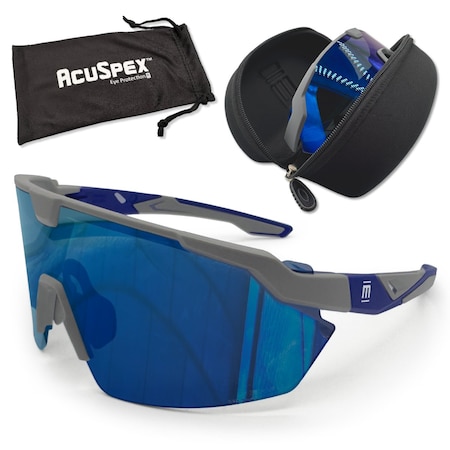 Magid AcuSpex Semi-Frameless Polarized Blue Mirrored Safety Glasses PA9080