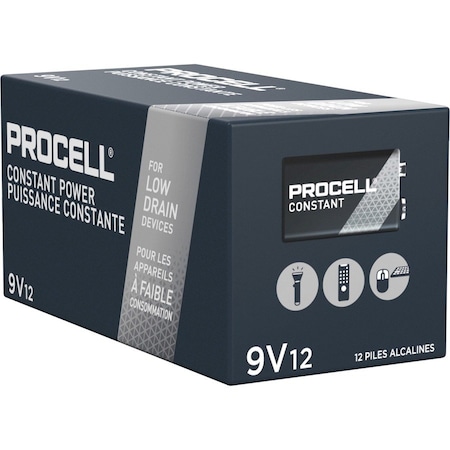 Duracell Procell Constant 9V Alkaline Battery, PK12 PC1604BKD