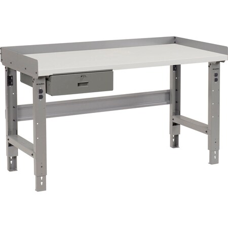 Global Industrial 48 x 36 Adj Height Workbench w/Drawer, Gray- Plastic Laminate Square Top 319079AGY