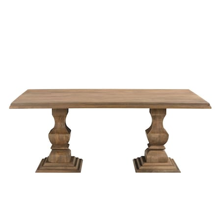 Homeroots 75" Brown Solid Wood Double Pedestal Base Dining Table 554332