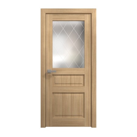 Sartodoors Interior Solid French Door 36 x 84 inches, Ego 5011 Natural Oak, Single Regular Panel Frame Handle EGO5011ID-SNA-3684