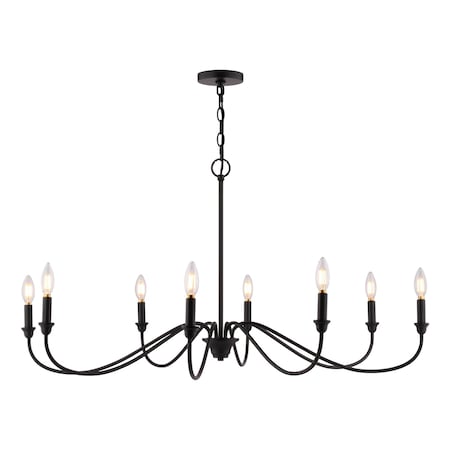 Vaxcel Annabelle 8-Light Farmhouse Candle-Style Chandelier, Matte Black, 42-In. Wide H0321