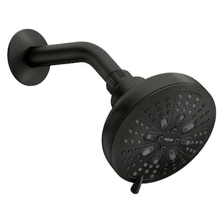 Moen Hydro Energetix Showerhead, Round, 1.75 gpm, 1/2 in Connection, IPS, 8-Spray Function, Matte Black 200W0BL
