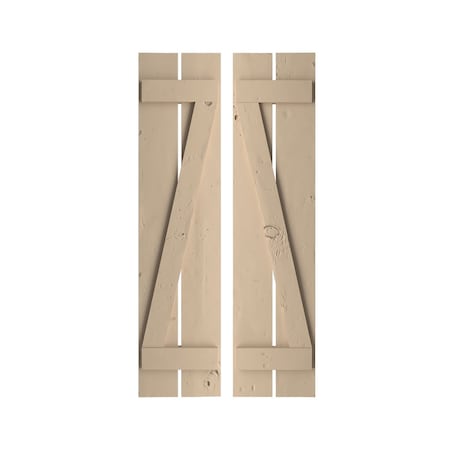 Ekena Millwork Rustic Two Board Spaced Board-n-Batten Knotty Pine Faux Wood Shutters w/Z-Board, 11 1/2W x 80H, PR SHUBSZ11X80KPPR