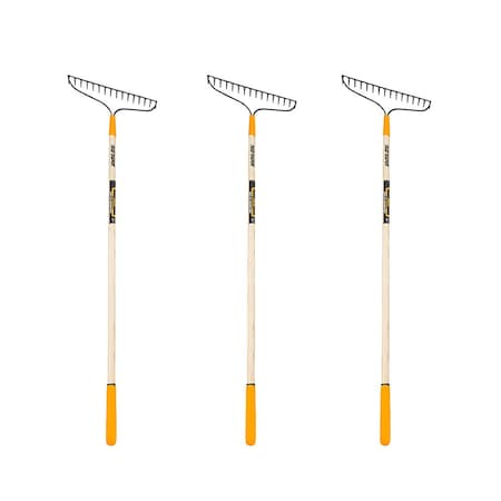 True Temper 57 in. Hardwood Handle Steel Bow Rake, 16-Tine, 3-Pack 10000-07561