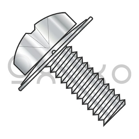 10-32X1/2 Phillips Pan Square Cone 410 Stainless Sems Fully Threaded 18-8 Stainless Steel, 5000PK
