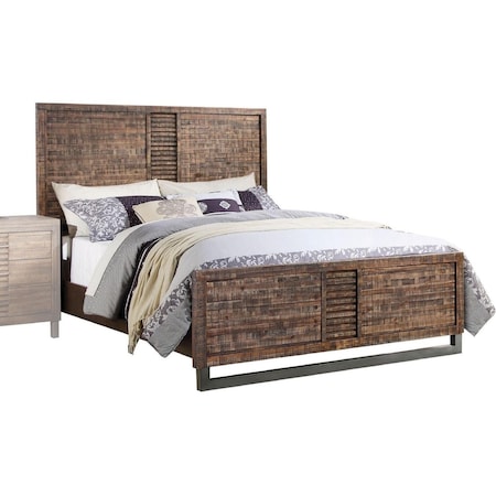 Homeroots Solid Wood Queen Brown and Black Bed 285868