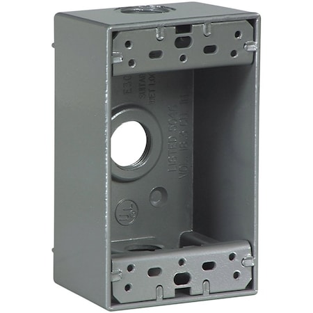 Eaton Wiring Devices Outlet Box, 3 -Outlet, 1 -Gang, Aluminum, Black, Powder-Coated, Wall Mounting 1113-SP