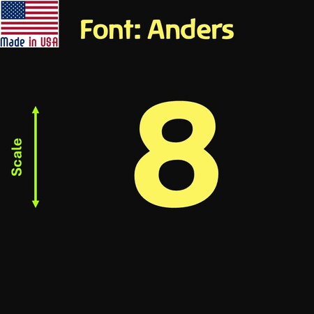 Aacc Self-Adhesive Vinyl Number: 8, Size: 2.5 in. Color: Yellow Font: Anders, 24PK AACC-Anders-N8-Yellow-I2.5x24