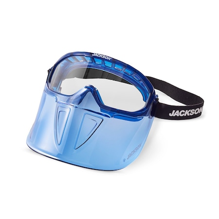 Jackson Safety Safety Goggles/Face Shield Combo, Clear Lens/Blue Shield, Anti-Fog, Indirect Vented, GPL500 Series 21000