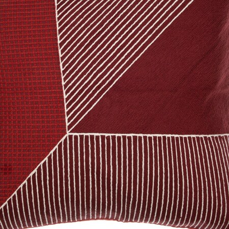 Homeroots 20" Red and White Geometric Cotton Throw Pillow With Embroidery 549400