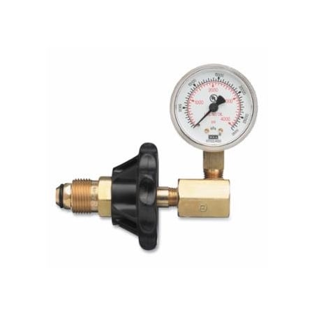 Western Enterprises Cylinder Pressure Testinggauge, Nitrogen/ Argon/ Helium, Brass with Hand Tight Plastic Nut, CGA-580 312-G-584H