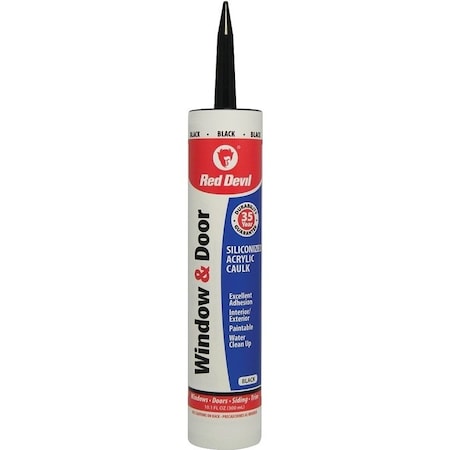 Red Devil 0 Siliconized Acrylic Caulk, Black, 20 to 180 deg F, 101 floz Cartridge 84660