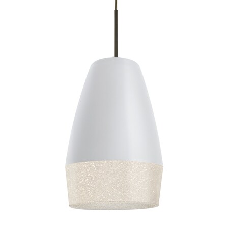 Besa Lighting Besa Abu 12 Pendant, White/Glitter, Bronze Finish, 1x 60W MAX E26 Base 1JT-ABU12WH-BR