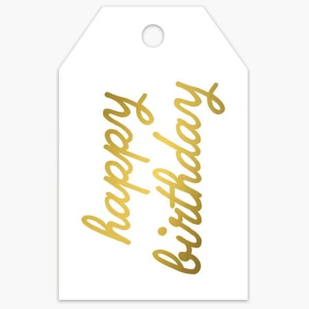 Nashville Wraps Happy Birthday -Gold Gloss Gift Tag, 2.25x3.5, 50PK PTHBG