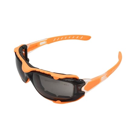 Interstate Safety Full-Seal Safety Glasses with Smoke Mirror Lens and Removable EVA Foam Gasket, Orange 40254