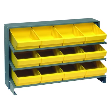 Quantum Storage Systems BENCH PICK RACK W/12 YELLOW BINS QPRHA-701YL
