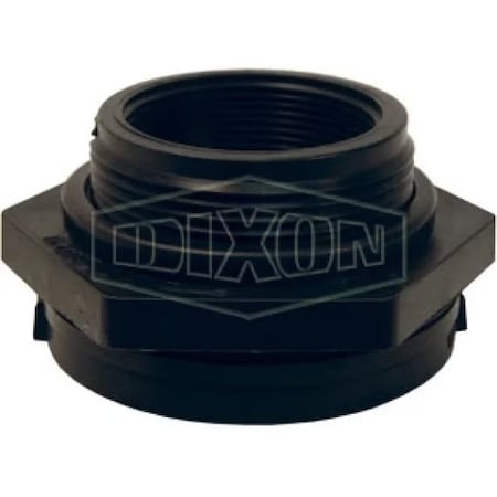 Dixon Bulkhead Fitting, 3 in Nominal, FNPT End Style, 4-1/2 in Hole, Polypropylene 62299