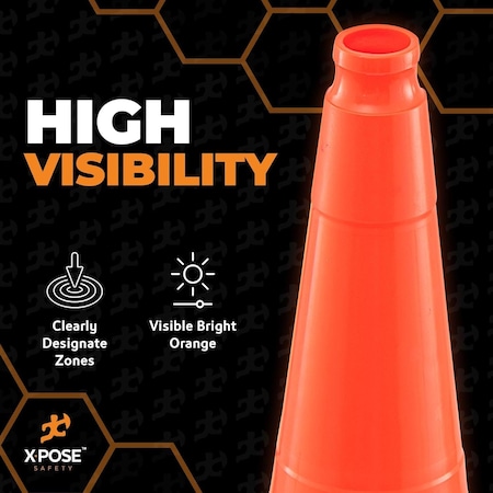 Xpose Safety 36 Inch Multipurpose PVC Orange Traffic Cone, 12lb base, 125PK OTC36-12L-HP125-X