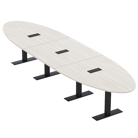 Skutchi Designs 14 Person Conference Table With Power Unit | 16' Oval Table | Harmony Series HAR-OVL-48X192-T.BK-WA7976-EBLK