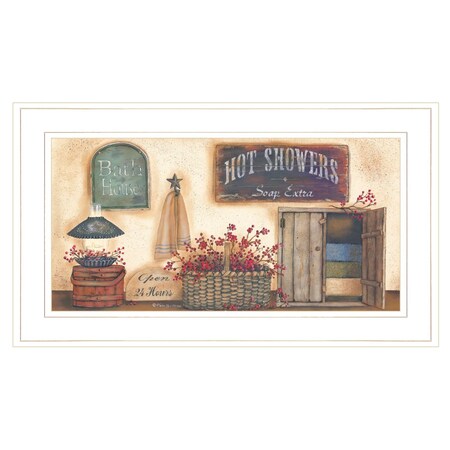 Homeroots Bath House Collection 1 White Framed Print Bathroom Wall Art 406446