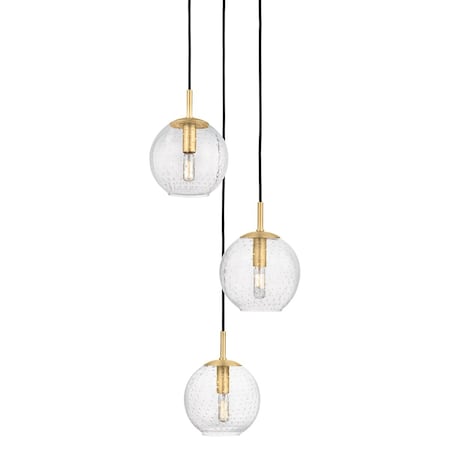 Hudson Valley Lighting Rousseau 3 Light Chandelier 13.5 In. Aged Brass 2033-AGB-CL