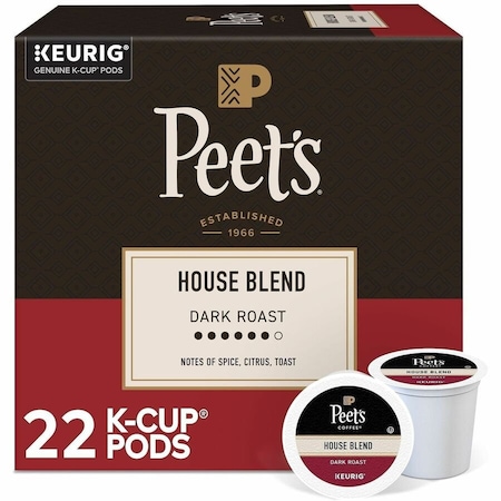Peets Coffee Peet's Coffee K-Cup House Blend Coffee, Compatible with Keurig Brewer, Dark, K-Cup, 4PK 5000363638
