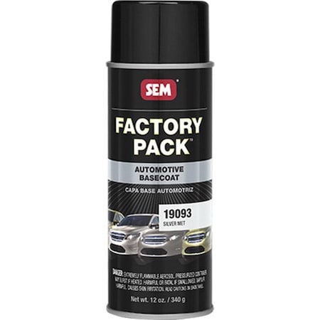 Sem Factory Pack Automotive Basecoat, 16 oz Aerosol Can, Silver Met, RTU Mixing 19093