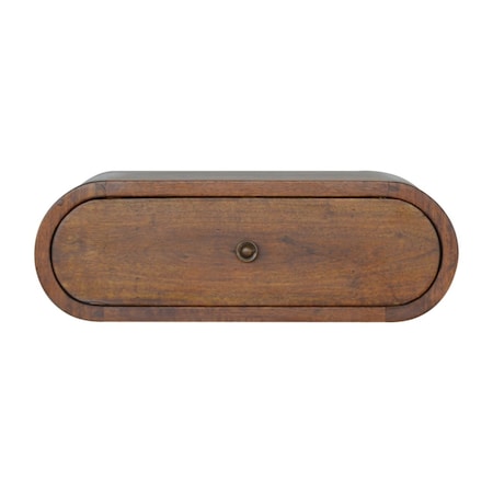 Homeroots 18" Chestnut Solid Wood Oval One Drawer Floating Nightstand 653812