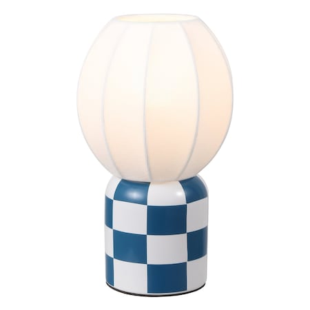 Jonathan Y Valarie 10.25" Contemporary Modern Checkerboard Ceramic w/Ribbed Cocoon Globe Shade LED Mini Table L JYL4203B