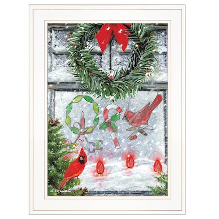 Homeroots Christmas Peace 1 White Framed Print Wall Art 406270