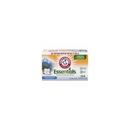 Arm & Hammer Essentials Fabric Softener Sheets - Mountain Rain Scent - Long Lasting, Anti-static, Pleasant, 144PK 3320000102