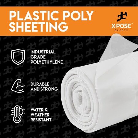 Xpose Safety 12ft x 100ft Fire Retardant Poly Sheeting, 6 Mil, 2PK C-612FR-2-X