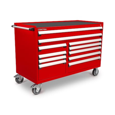 Tekton Rolling Tool Cabinet, 11 Drawer, Red, Steel, 60 in W x 27 in D x 41-1/2 in H OCL63202STM