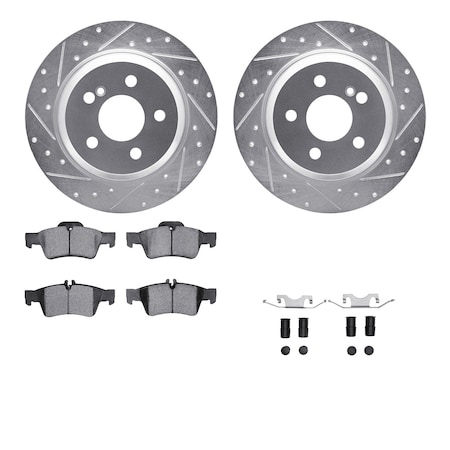 Dynamic Friction Co DFC Rotors-Drilled & Slotted-Silver w/ EURO 5000 Ceramic Brake Pads Incl Hdw 7612-63067