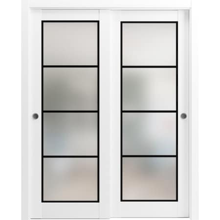 Sartodoors Sliding Closet Bypass Doors with Hardware Planum 2132 White 48x96 (2* 24x96) Solid Core PLANUM2132DBD-WS-48 x 96 (2* 24x96)